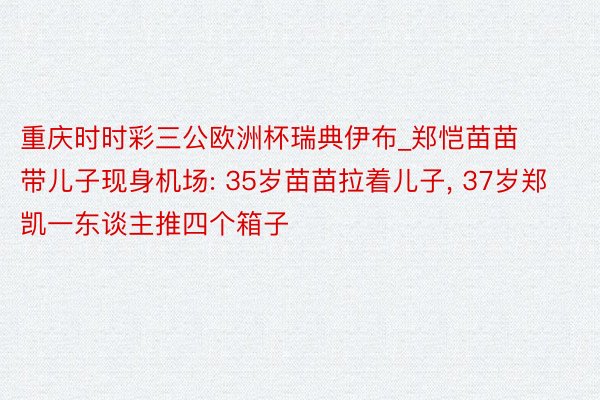 重庆时时彩三公欧洲杯瑞典伊布_郑恺苗苗带儿子现身机场: 35岁苗苗拉着儿子, 37岁郑凯一东谈主推四个箱子