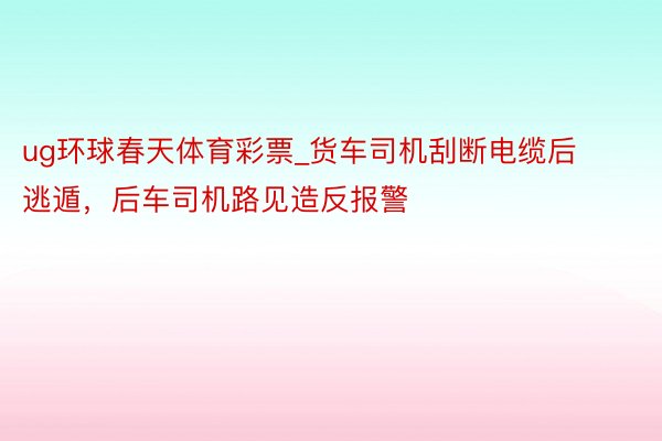 ug环球春天体育彩票_货车司机刮断电缆后逃遁，后车司机路见造反报警