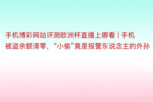 手机博彩网站评测欧洲杯直播上哪看 | 手机被盗余额清零，“小偷”竟是报警东说念主的外孙