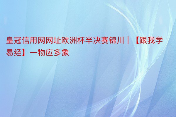 皇冠信用网网址欧洲杯半决赛锦川 | 【跟我学易经】一物应多象